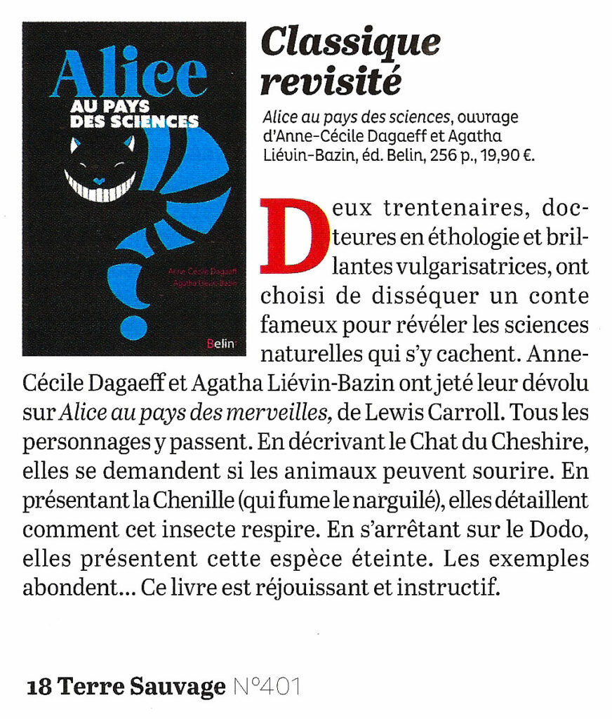 Alice au pays des sciences / Presse - Terre sauvage