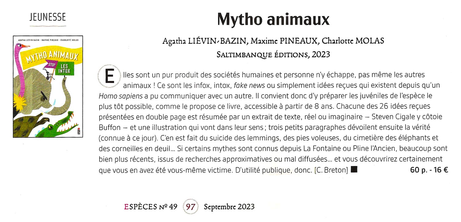Mytho Animaux / Presse - Revue d'espèces